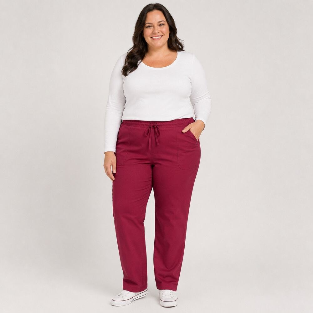 Scrubstar Womens Drawstring Scrubs Pants Burgundy Red Wine 3XL